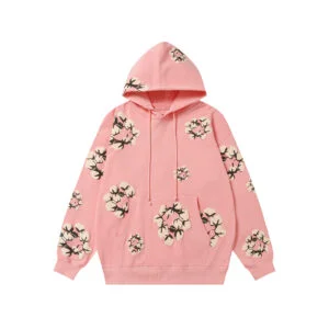 Denim Tears Cotton Wreath Hoodie Soft Pink Allover Print