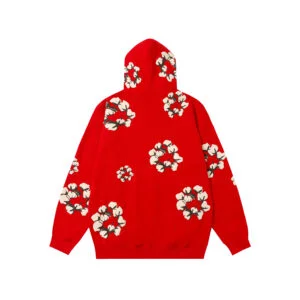 Denim Tears Cotton Wreath Hoodie Red Allover Print