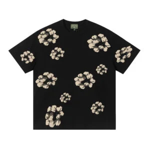 Denim Tears Black All-Over Cotton Wreath Graphic Tee
