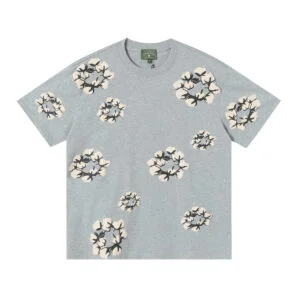 Denim Tears Heather Grey Cotton Floral Wreath Scatter Tee