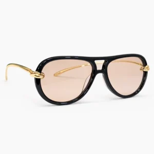 BV1418S Black Gold Pink Lens Sunglasses
