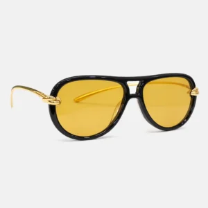 BV1418S Black Yellow Aviator Sunglasses