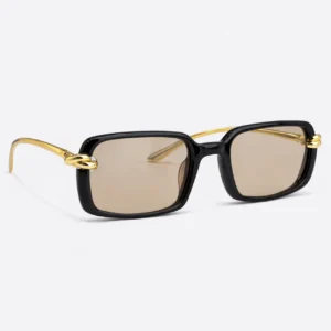 BV1419S Black Gold Brown Gradient Rectangle Sunglasses