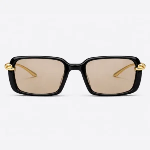 BV1419S Black Gold Brown Gradient Rectangle Sunglasses