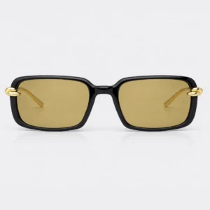 BV1419S Black Gold Yellow Rectangle Sunglasses