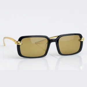 BV1419S Black Gold Yellow Rectangle Sunglasses