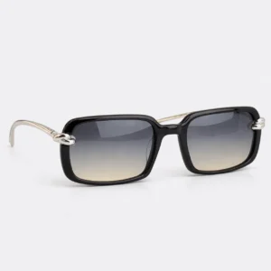 BV1419S Black Silver Gradient Rectangle Sunglasses