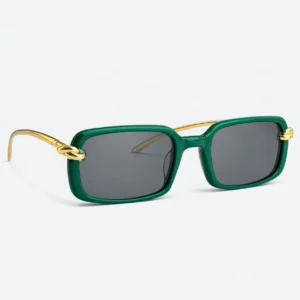 BV1419S Green Gold Grey Rectangle Sunglasses