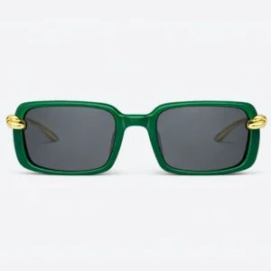 BV1419S Green Gold Grey Rectangle Sunglasses