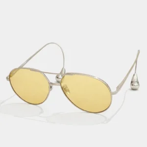 BV1701LA Silver Yellow Aviator Sunglasses