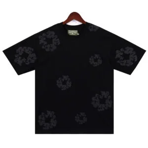 Denim Tears Black Cotton Wreath T-Shirt Tonal Print