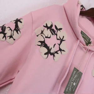 Denim Tears Cotton Wreath Hoodie Soft Pink Allover Print