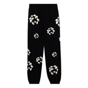 Denim Tears Cotton Wreath Sweatpants Black Allover Print