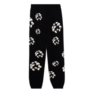 Denim Tears Cotton Wreath Sweatpants Black Allover Print