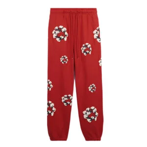 Denim Tears Cotton Wreath Sweatpants Red Allover Print