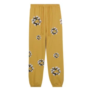 Denim Tears Cotton Wreath Sweatpants Yellow Allover Print