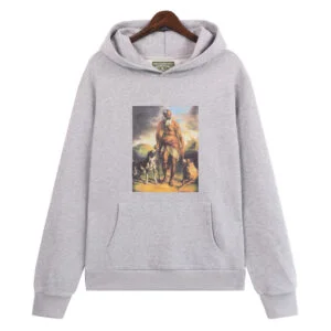 Denim Tears Graphic Hoodie Grey Artwork Print