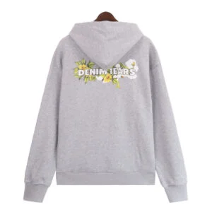 Denim Tears Graphic Hoodie Grey Artwork Print