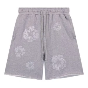 Denim Tears Grey Cotton Wreath Shorts White Print