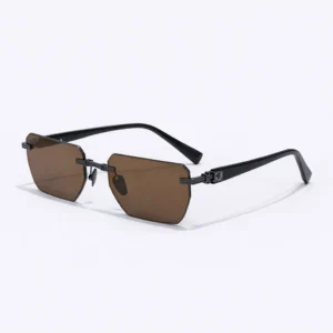 Pierre BPX-150C-53 Rimless Sunglasses Black Brown