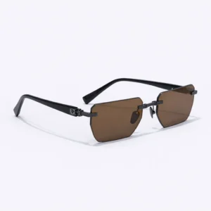 Pierre BPX-150C-53 Rimless Sunglasses Black Brown