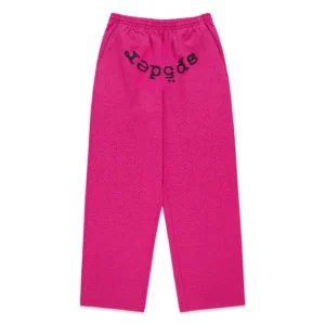 Sp5der Rhinestone Logo Sweatpants Pink