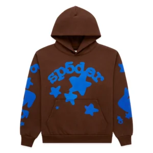 Sp5der Star Graphic Hoodie Brown Blue