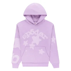Sp5der Star Pattern Hoodie Purple