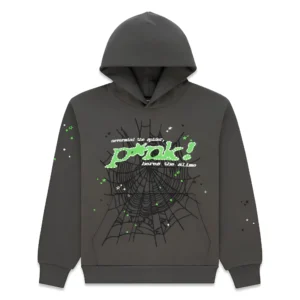 Sp5der Web Graphic Hoodie Charcoal Green