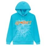 Sp5der Web Graphic Hoodie Turquoise Orange