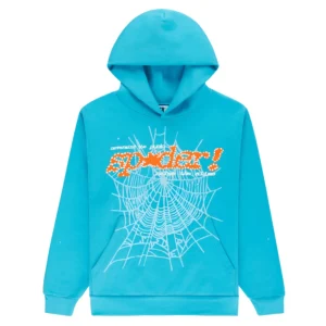 Sp5der Web Graphic Hoodie Turquoise Orange