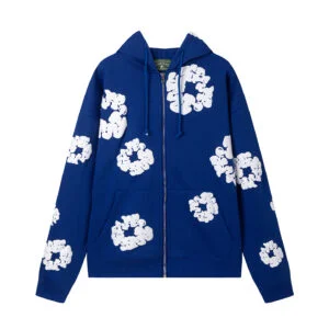 Denim Tears Cotton Wreath Zip Hoodie Blue