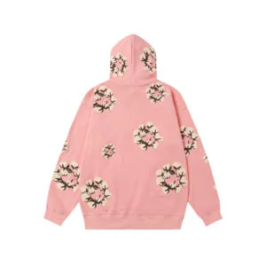 Denim Tears Cotton Wreath Hoodie Soft Pink Allover Print