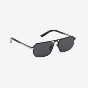 Black Aviator Sunglasses with Iconic Metal Plaque