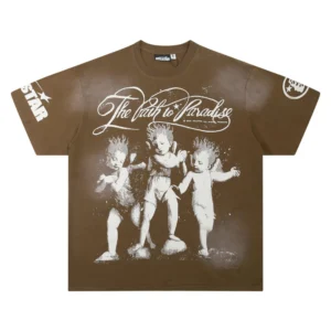 Hellstar Path to Paradise Angel Graphic T-Shirt Brown