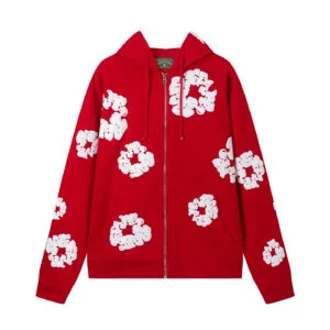 Denim Tears Cotton Wreath Zip Hoodie Red