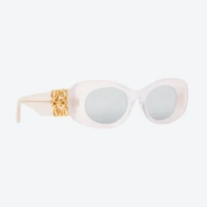 Beveled Oval Maxi Anagram Sunglasses White