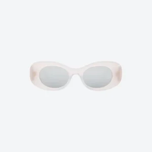 Beveled Oval Maxi Anagram Sunglasses White