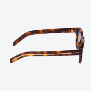 tortoiseshell sunglasses with the iconic metal plaque