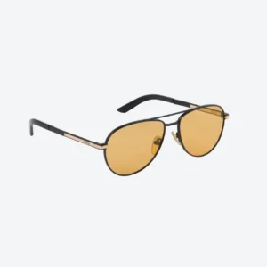 Yellow Hexagonal Sunglasses - Black-and-Gold Frame