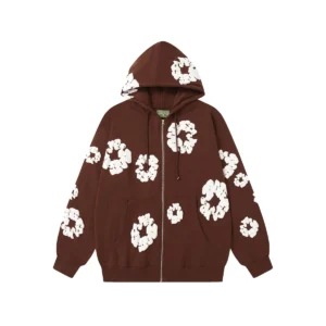 Denim Tears Cotton Wreath Zip Hoodie Brown
