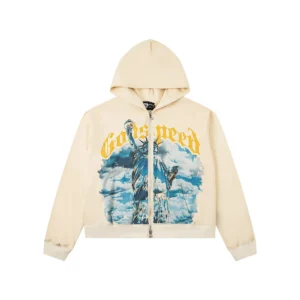 Godspeed Statue Zip-Up Hoodie Beige