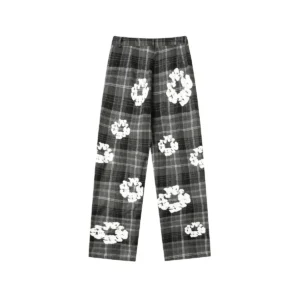 Denim Tears Cotton Wreath Plaid Pants Grey Mono Check