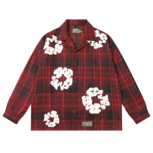 Denim Tears Cotton Wreath Plaid Long Sleeve Shirt Red Classic Check