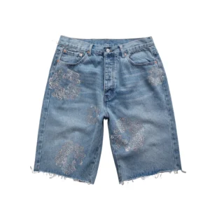 Denim Tears Cotton Wreath Denim Shorts Light Blue