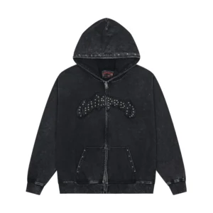 Godspeed Rhinestone Logo Zip Hoodie Washed Black