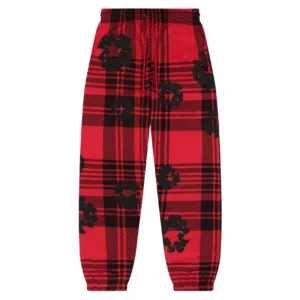 Denim Tears Cotton Wreath Plaid Sweatpants Red