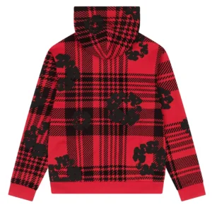 Denim Tears Cotton Wreath Plaid Zip Hoodie Red