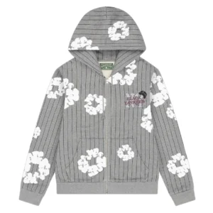 Denim Tears Cotton Wreath Zip Hoodie Grey Stripe