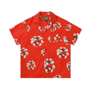 Denim Tears Cotton Wreath Short Sleeve Shirt Red Bold Summer